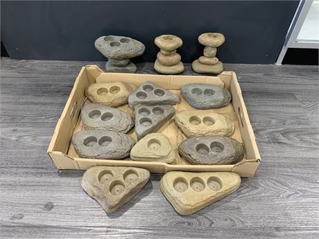 14 ROCK DESIGN CANDLE HOLDERS