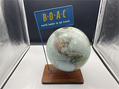 RARE 1950s B.O.A.C. WORLD GLOBE 12” DIAMETER