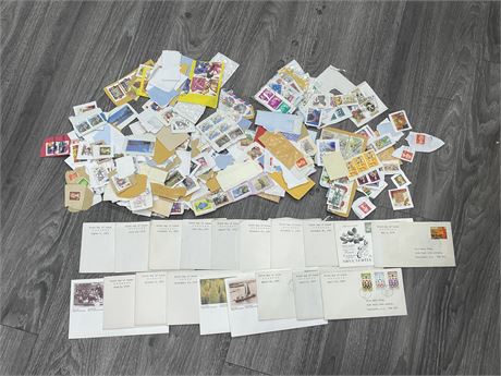 VINTAGE STAMP LOT & 19 PIECES OF 1ST ISSUE 1970’S CANADA COVERS