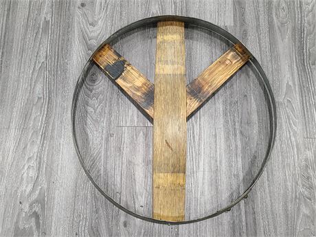 WOOD AND METAL PEACE SIGN WALL HANGER (24")