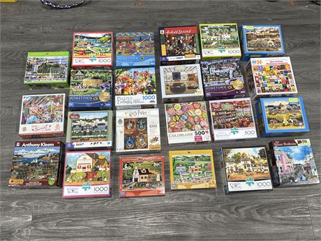 LARGE LOT OF 1000, 550/500PC PUZZLES