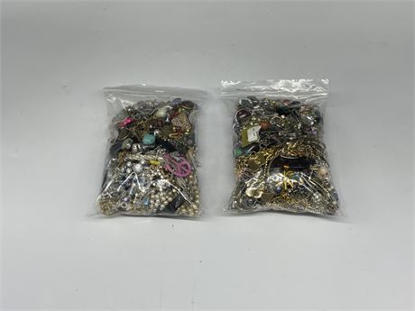 2 BAGS OF MISC JEWELRY/PARTS