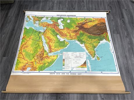 VINTAGE SCHOOL MAP - SOUTH ASIA & MIDDLE EAST 64”x70”