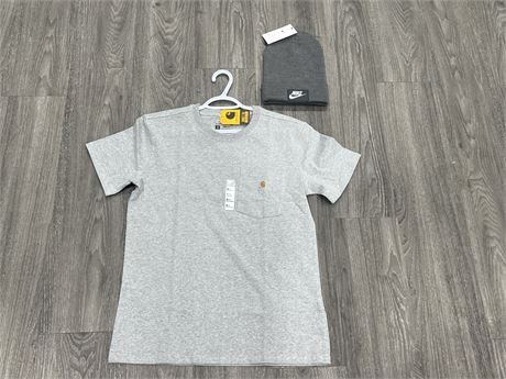 NEW W/ TAGS CARHARTT T SHIRT - SIZE S + NEW NIKE TOUQUE