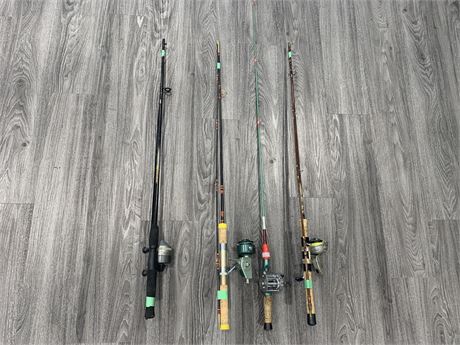 4 FISHING RODS & REELS