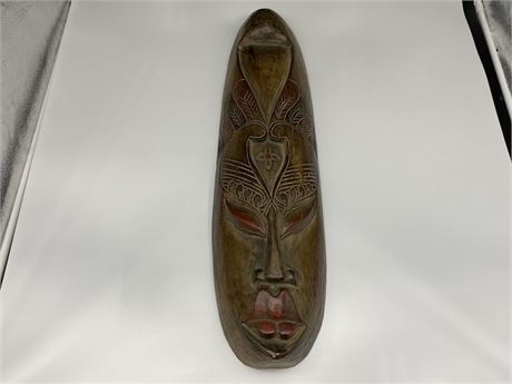 HAND CARVED WOODEN INDONESIAN MASK (25”x6”)
