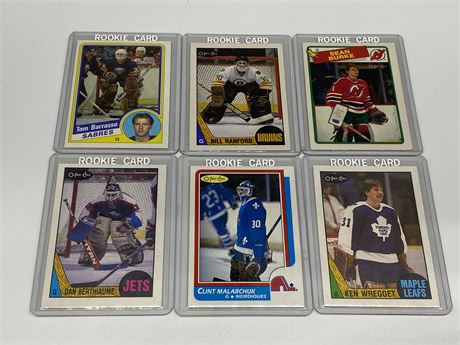 (6) 1980s NHL ROOKIE GOALIE CARDS