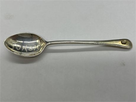 MARKED STERLING “YUKON” SILVER SPOON W/GOLD NUGGET - 4”
