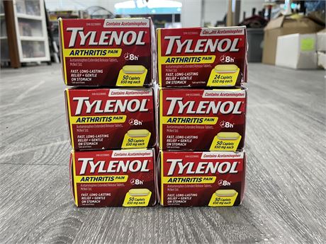 6 NEW BOXES OF TYLENOL ARTHRITIS PAIN TABLETS (EARLIEST EXPIRES 2024/12)