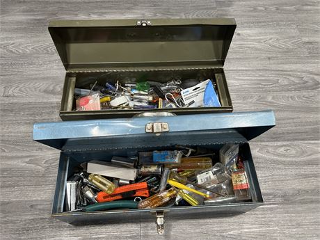 2 METAL TOOL BOXES - FULL OF CONTENTS