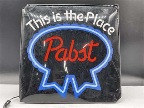 LARGE LIGHT UP PABST SIGN - NEEDS NEW BULB (16”X16”)
