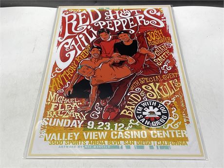 RED HOT CHILLI PEPPERS 9.23.12 VALLEY HILLS CASINO CENTER POSTER - 18” X 12”