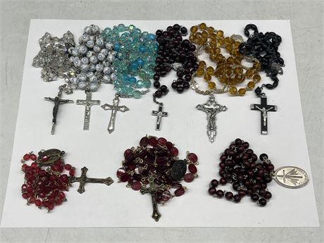 (9) VINTAGE ROSARY COLLECTION