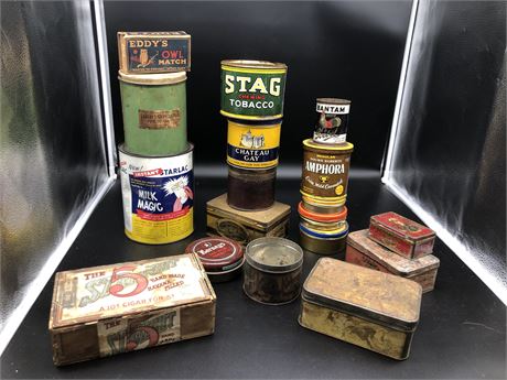 VINTAGE TABACO TIN CANS