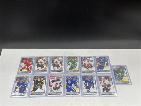 (13) 2018/19 UD YOUNG GUN ROOKIE CARDS