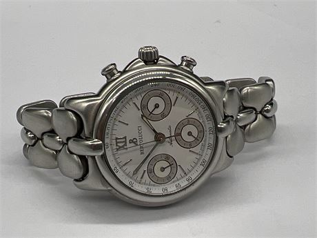 BERTOLUCCI AUTOMATIC CHRONOGRAPH PANDA DIAL WATCH - SOLID STAINLESS STEEL - 38MM