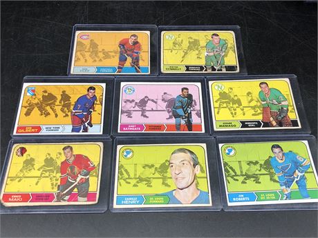 8 MISC 1968 NHL CARDS