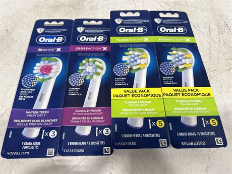 4 NEW PACKAGES OF MISC. ORAL-B BRUSHHEADS
