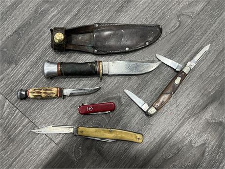 VINTAGE KNIFE (7.5”) & POCKET KNIVES