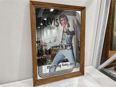 1970’S ELVIS PRESSED THE KING LIVES ON MIRROR (18”x24”)