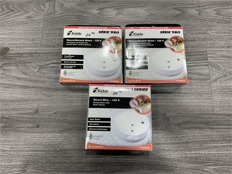 3 NEW DIRECT WIRE 120V SMOKE ALARMS