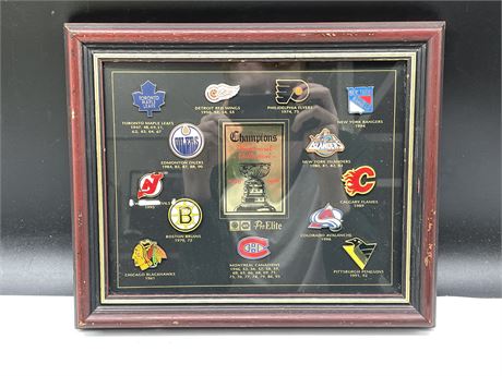 FRAMED PIN SET - STANLEY CUP CHAMPIONS 1946-1996 12”x10”