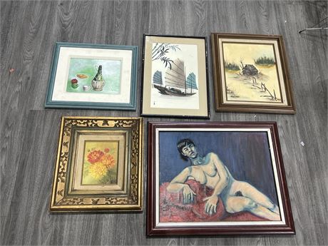 5 ORIGINAL SIGNED PAINTINGS (Bottom right is 24”x20”)