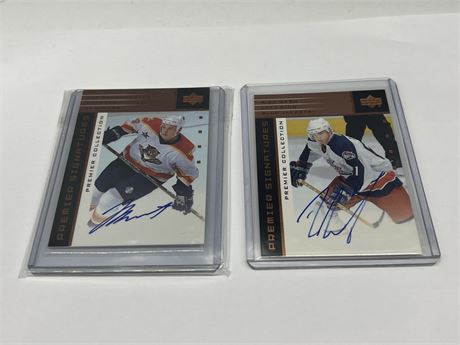 (2) 2002/03 UD PREMIER RICK NASH & JAY BOUWMEESTER AUTO CARDS
