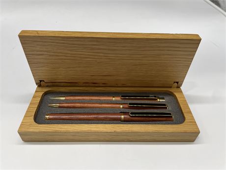 VINTAGE ROSEWOOD FOUNTAIN PEN / BALL POINT / PENCIL