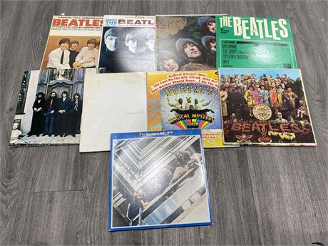 9 BEATLES RECORDS - MOSTLY SCRATCHED