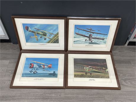 4 VINTAGE FRAMED AIRPLANE PICTURES (19”x16”)