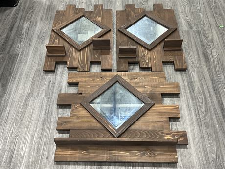 3 DECORATIVE MATCHING MIRRORS (Largest is 3ft wide)
