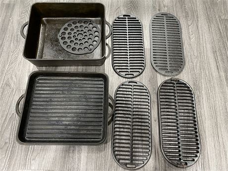 PORTABLE CAST IRON STOVE & MISC. GRILLS