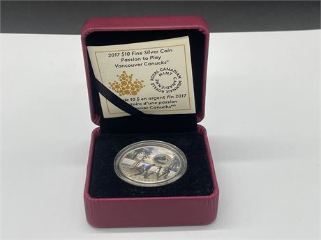 ROYAL CANADIAN MINT $10 FINE SILVER VANCOUVER CANUCKS COIN