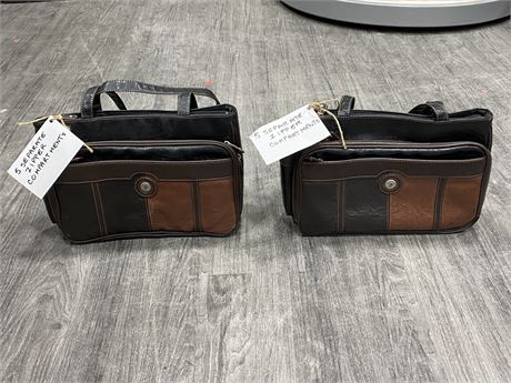 2 COMPARTMENTAL ORGANIZER PURSES (1 WITH TAG)