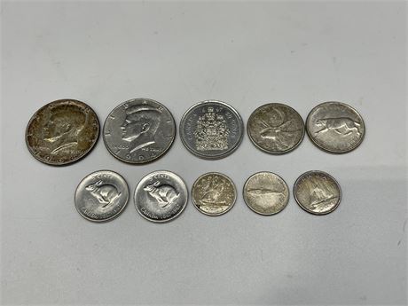 MISC COINS - 1968 & PRIOR - MOSTLY SILVER / TWO OTHER COINS