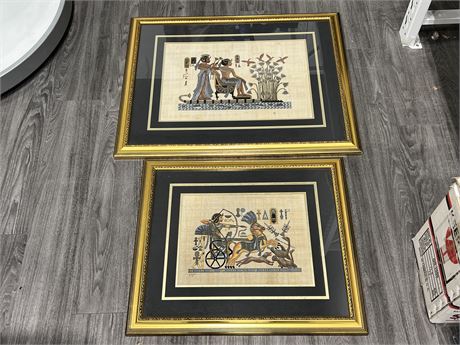 2 FRAMED EGYPTIAN PAINTINGS (Largest is 27.5”x34”)