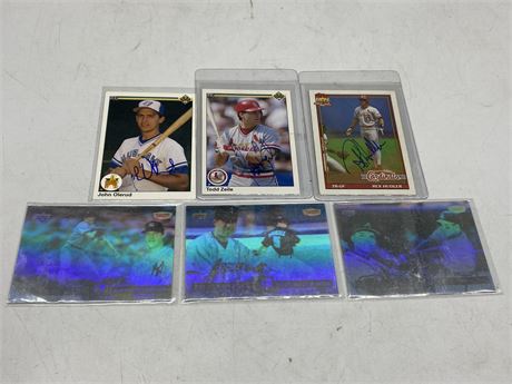 3 AUTOGRAPHED MLB CARDS & 3 LIMITED EDITION MLB CARDS