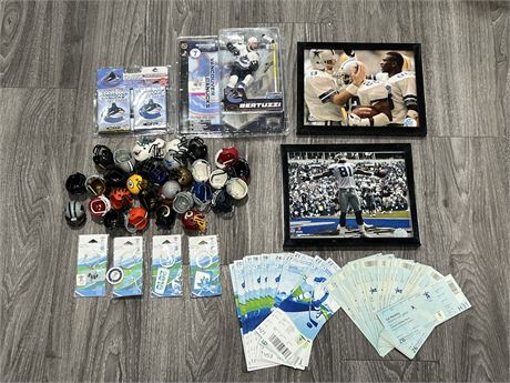 LOT OF SPORT COLLECTABLES INCLUDING UNUSED OLYMPIC TICKETS