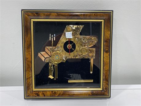 GRAND PIANO CLOCK MADE WITH WATCH PARTS - ASSEMBLAGE ART (9”x9”, Works)