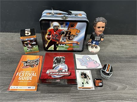 BC LIONS LUNCH KIT, BOBBLEHEAD & OTHER