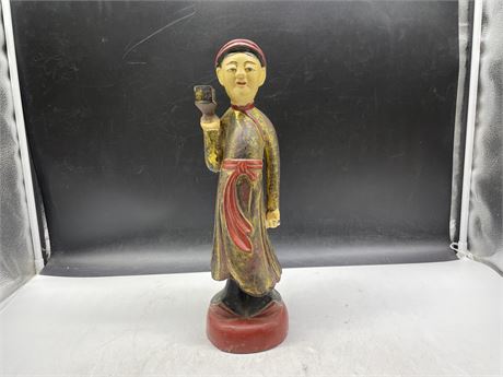 CARVED WOODEN CHINESE FIGURE 16”