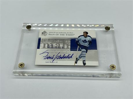 2004-05 FRANK MAHOVLICH SP AUTHENTIC HOCKEY SIGN OF THE TIMES UD AUTO CARD