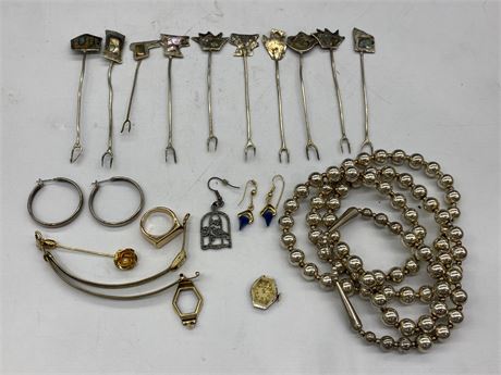 LOT OF SILVER PLATED JEWELRY & OTHER - SOME MARKED 925
