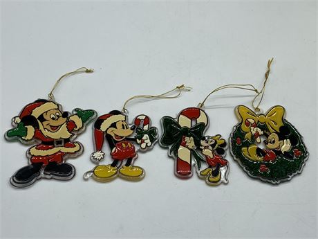 VINTAGE DISNEY MICKEY MOUSE LUCITE ORNAMENTS - 4PC’S MADE IN ST. LUCIA