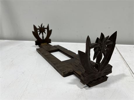 EARLY 1900s CARVED SWISS SLIDING BOOK RACK