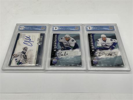 3 GCG GRADED 9/9.5 SIGNED CARDS