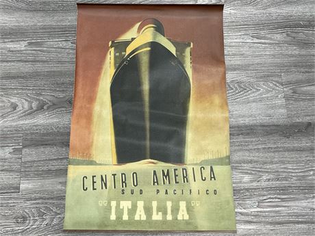 VINTAGE CANVAS BACKED AD POSTER — ITALIAN LINE (19”X28”)
