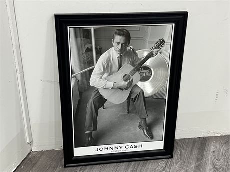 NICELY FRAMED JOHNNY CASH SILVER RECORD DISPLAY (28”x37.5”)