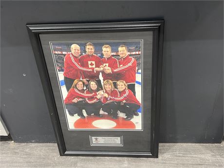 SIGNED VANCOUVER 2010 OLYMPICS CURLING TEAM CANADA PHOTO WITH COA - 32”x22”